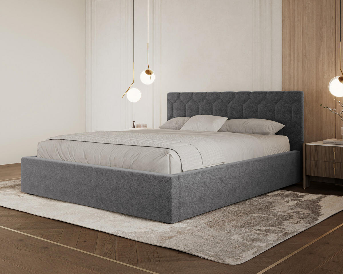 POLSTERBETT 02 160 x 200 cm – Casa – Bett mit Federmechanismus und Stauraum - Dunkelgrau, Holz (160/200cm) - ROYAL24_MARKT