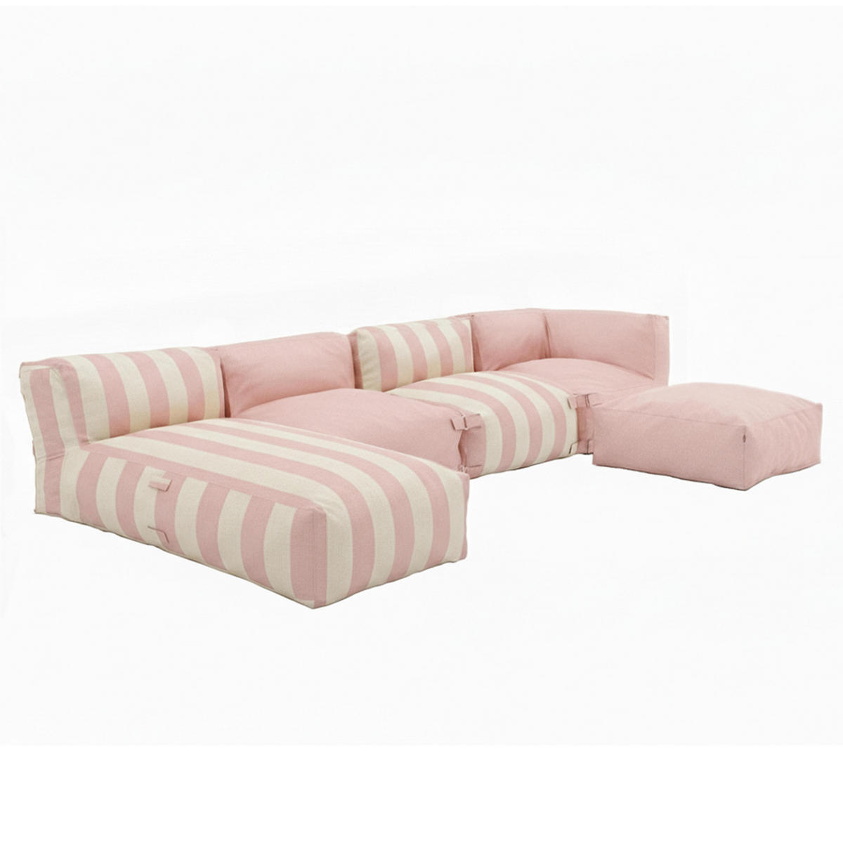 GARTENSOFA mit 5 Sitzplätzen, Puderrosa - Pink, Textil (85/65/160cm) - Oviala