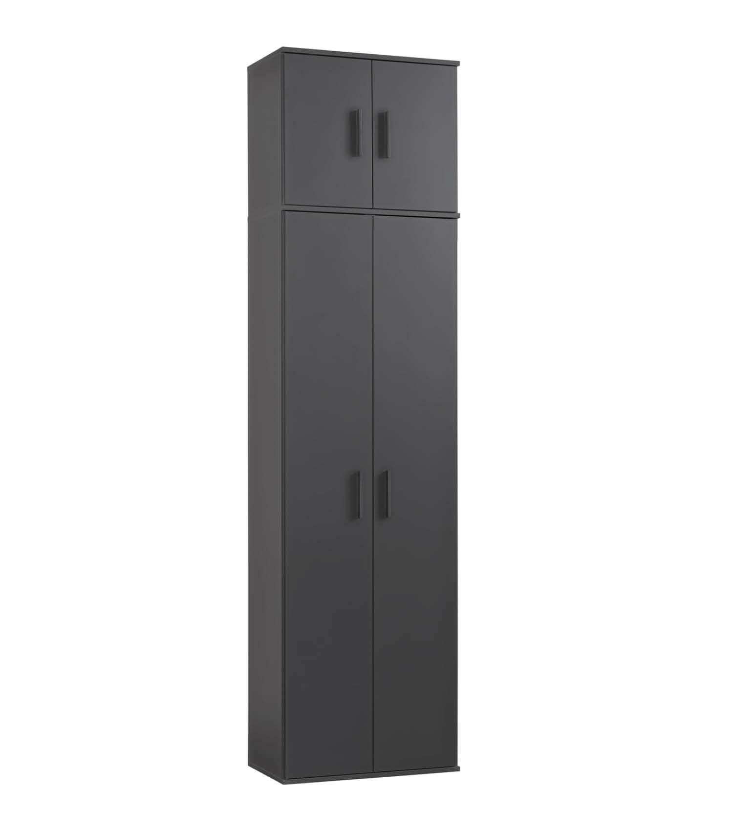 MEHRZWECKSCHRANK Der Extralange - Anthrazit/Schwarz, Holzwerkstoff (60/230/34cm) - Mokebo