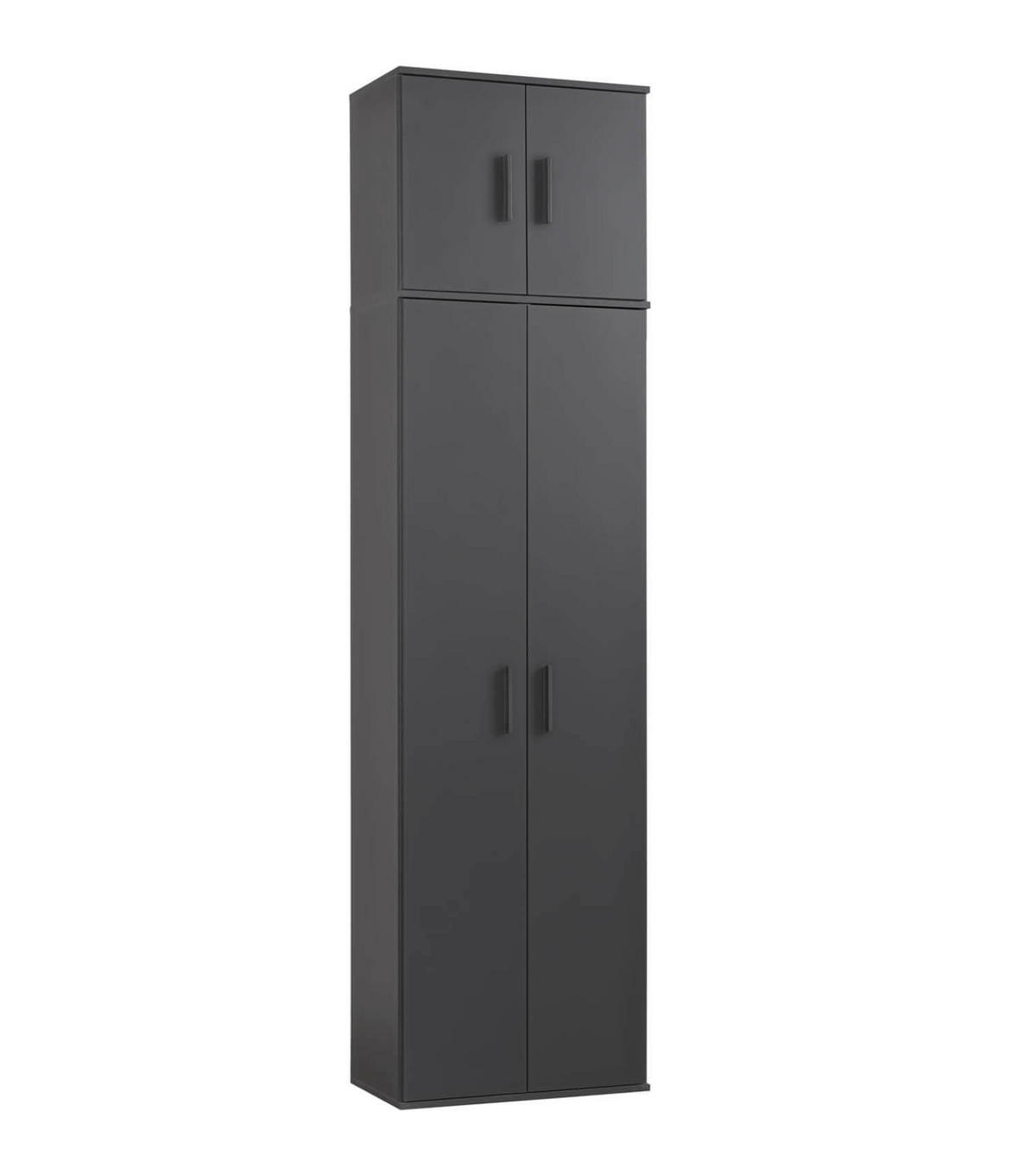 MEHRZWECKSCHRANK Der Extralange - Anthrazit/Schwarz, Holzwerkstoff (60/230/34cm) - Mokebo