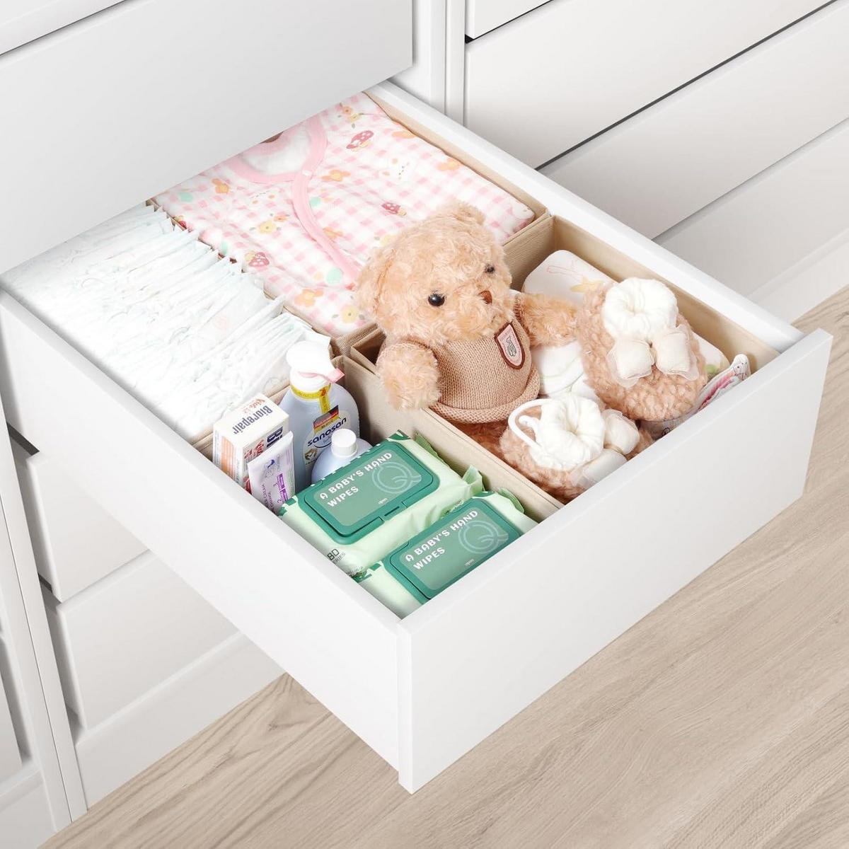 SCHUBLADEN Organizer 4er Set Beige 50x58 cm - Beige, Textil (28/12/28cm)