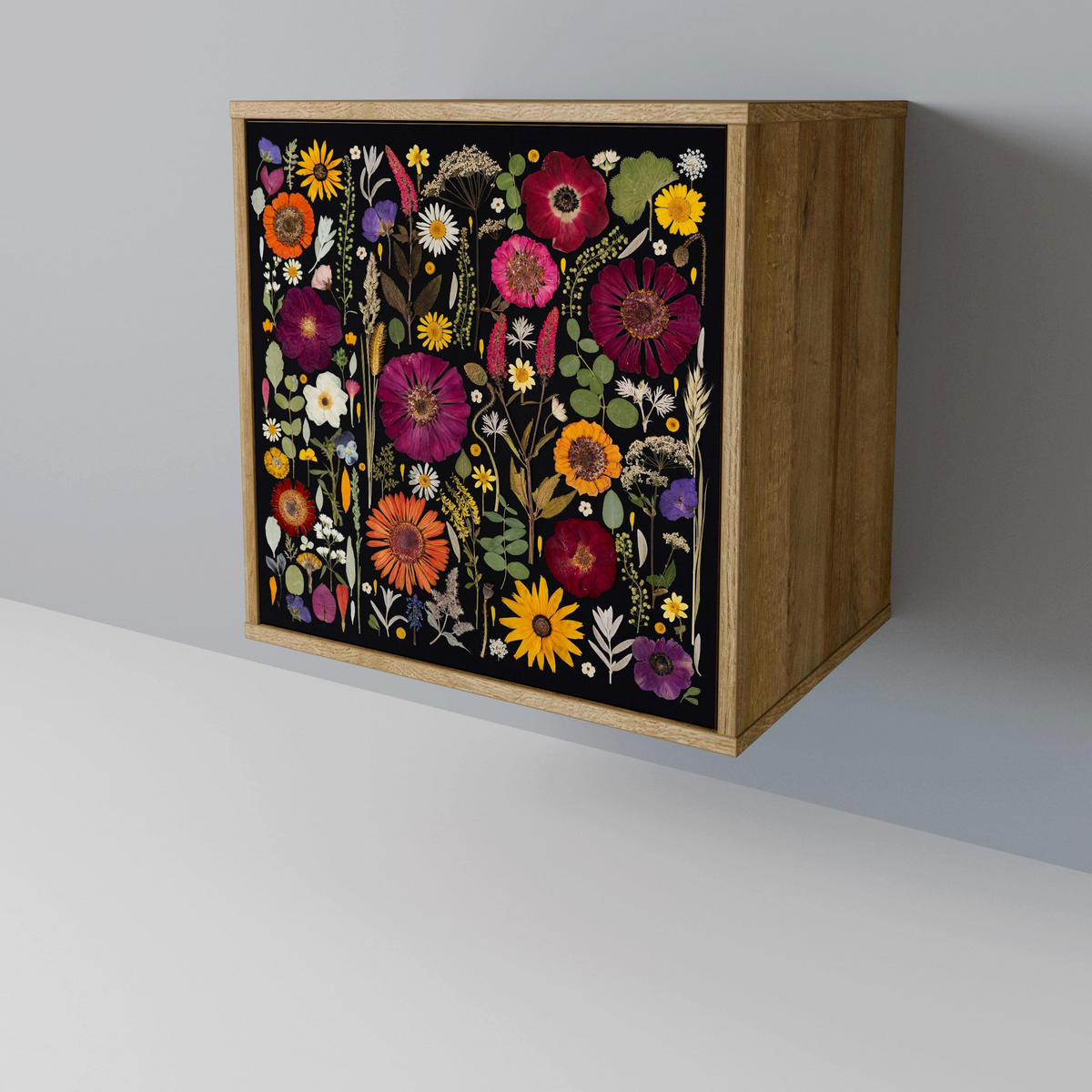 SIDEBOARD MIDNIGHT GARDEN, Eichefarben, 57,5x42x77,5 cm, Schräge Buchenholzfüße - Eichefarben/Buchefarben, Holzwerkstoff/Buchenholz (57.5/77.5/42cm) - SpaceRebels