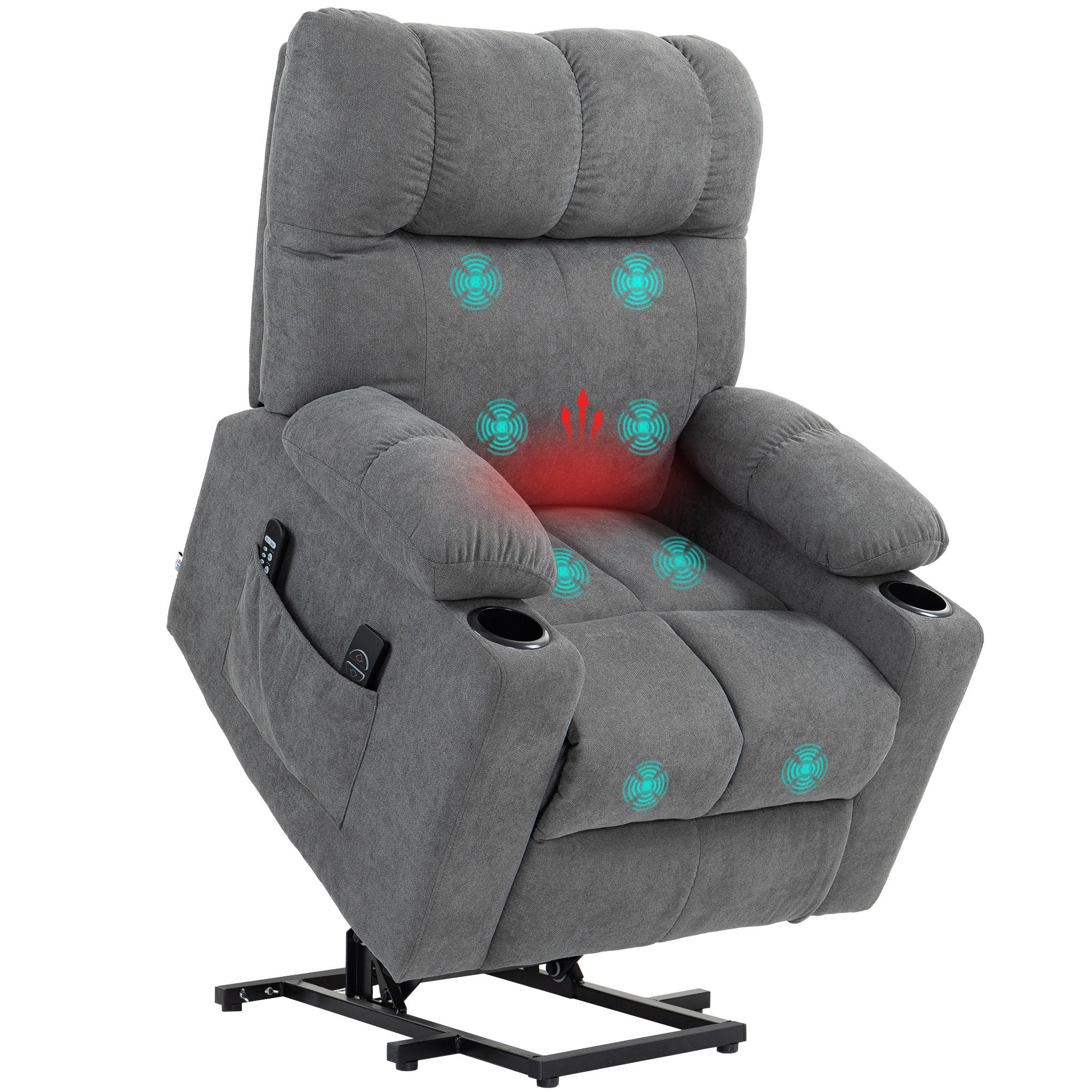 MASSAGESESSEL DE-06364 elektrisch, Wärme, 135° neigbar Grau - Grau, Textil/Metall (95/109/91cm) - ComfortXL