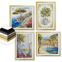 WANDBILDER 4er Set - 50x50 cm & 40x60 cm Goldrahmen - Blick auf das Meer aus Zitronenbäumen - Goldfarben, Kunststoff (50/50cm) - ArtPrintCave