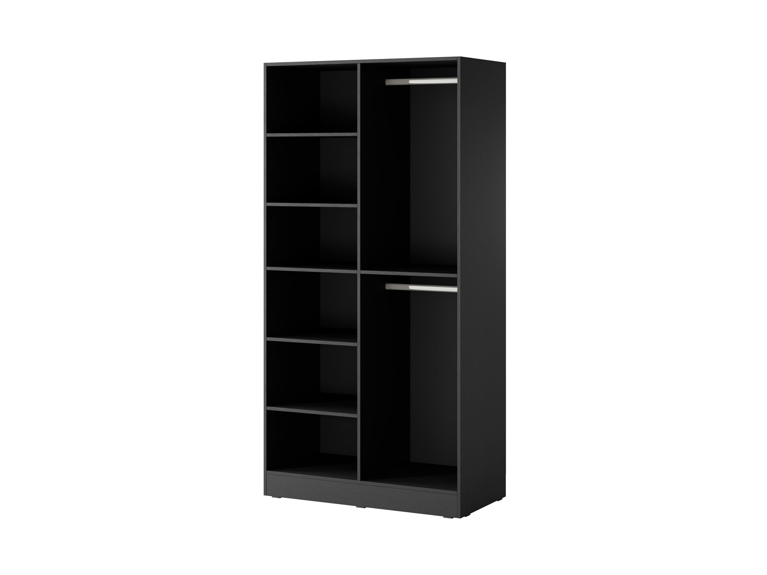 DREHTÜRENSCHRANK - Schrank Minewra 100 - Schwarz Flutes - Schwarz, Holzwerkstoff (101/200/51cm) - Möblo