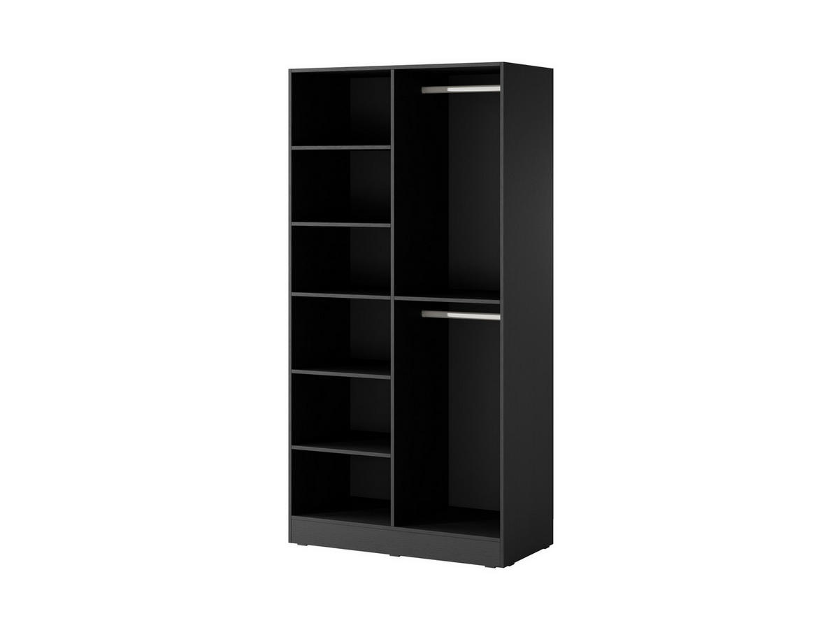 DREHTÜRENSCHRANK - Schrank Minewra 100 - Schwarz Flutes - Schwarz, Holzwerkstoff (101/200/51cm) - Möblo