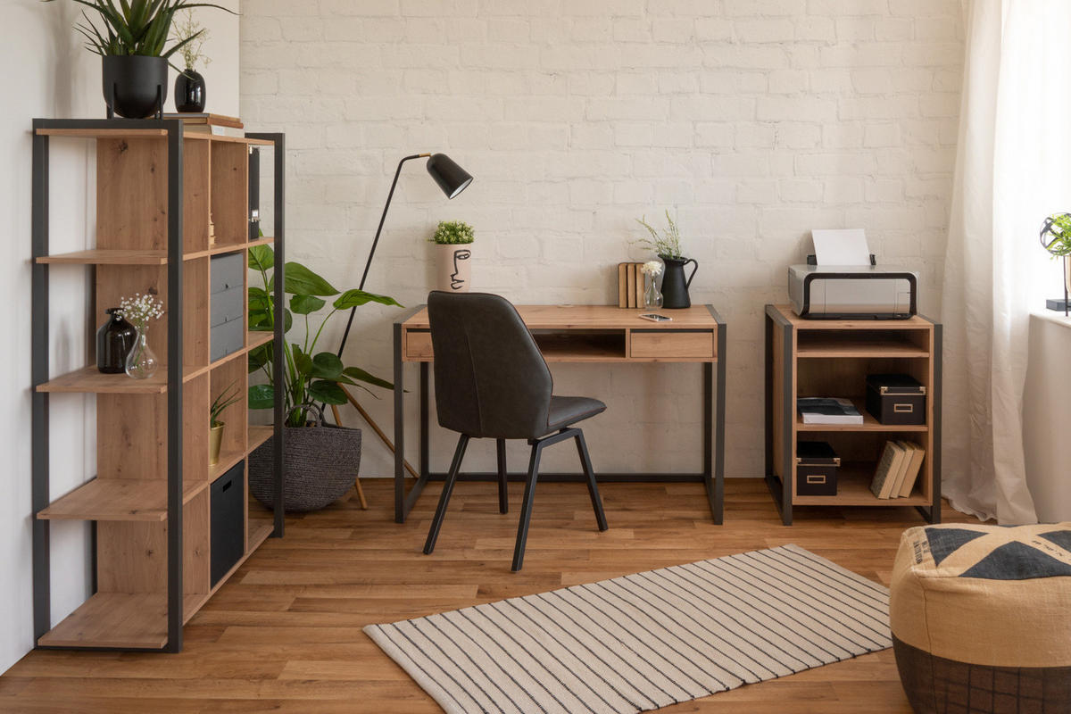 SCHREIBTISCH Artisan Eiche, anthrazit 120 cm, Industrial Design, Tisch mit Schubladen - Anthrazit/Eiche Artisan, Holzwerkstoff (120/60/75cm) - Furn.Design