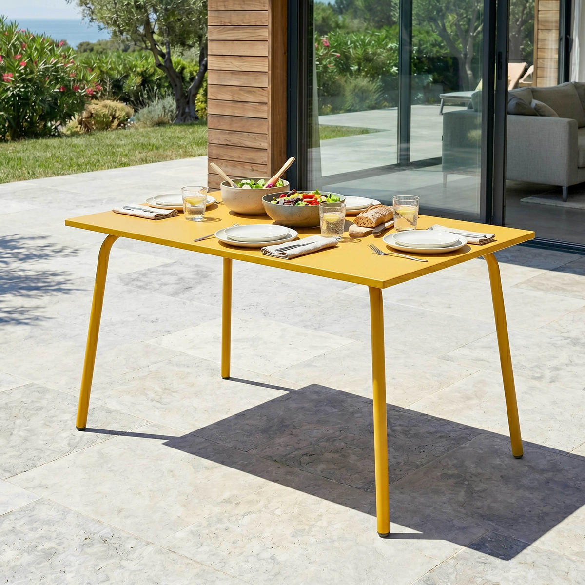 GARTENTISCH , Gelb - Gelb, Metall (120/70/72cm) - Oviala