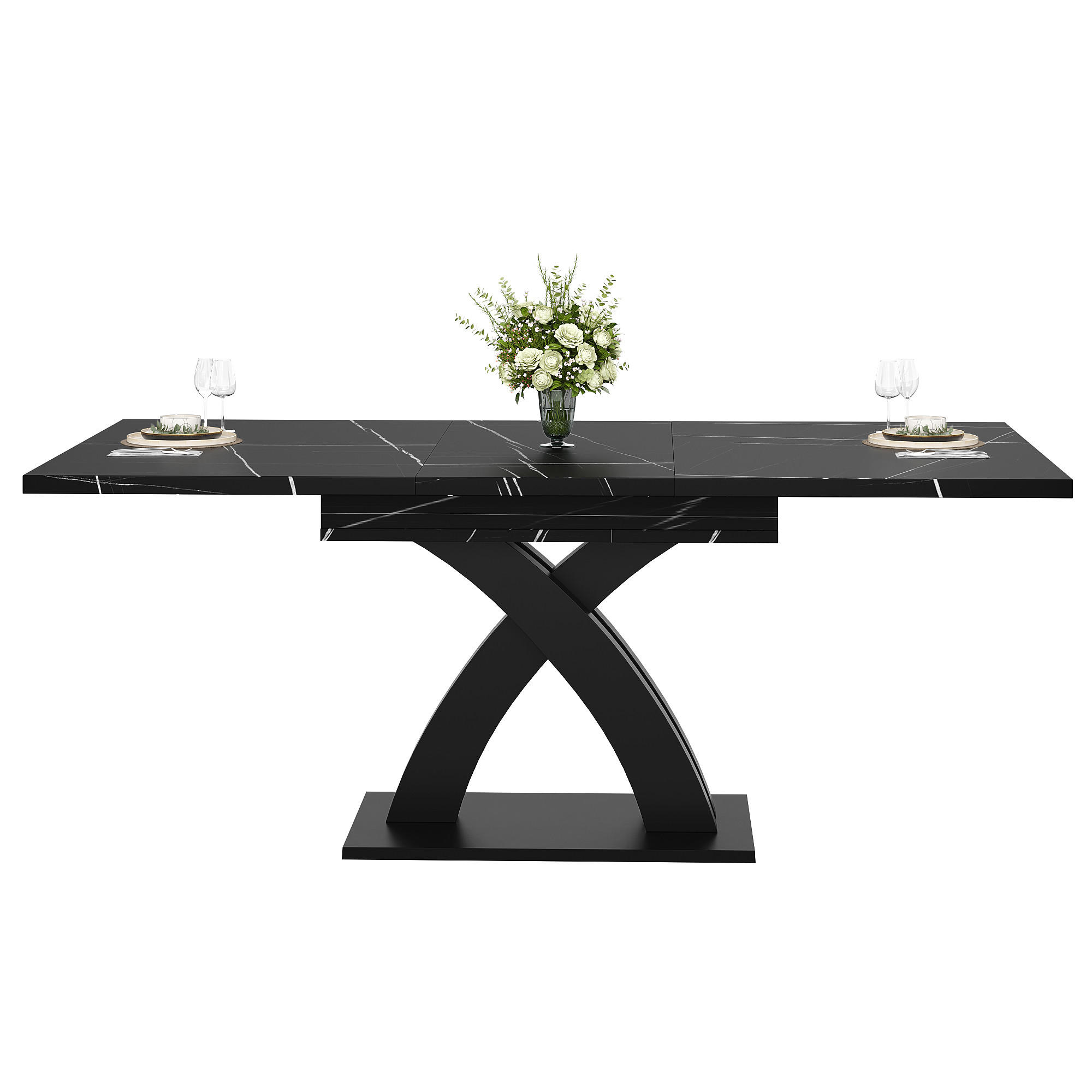 ESSTISCH Ausziehbar 120-160x80Cm Holz Schwarz 6 Personen - Schwarz, Metall (80/120/75cm) - FLIEKS