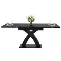 ESSTISCH Ausziehbar 120-160x80Cm Holz Schwarz 6 Personen - Schwarz, Metall (80/120/75cm) - FLIEKS
