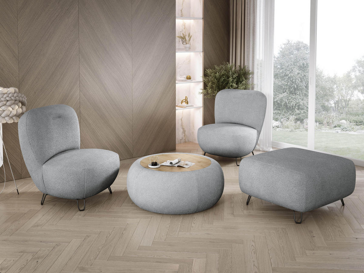 SESSEL LUIS, Skandinavischer Stil – Freistehend, 82×56×82 cm, DUNKELGRAU - Dunkelgrau/Schwarz, Holz/Textil (82/82/66cm) - DomoHome