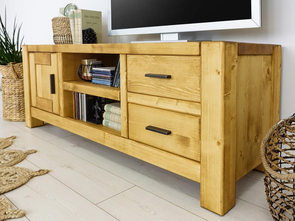 TV-SCHRANK aus Massivholz Sara - Honig, Holz (140/50/42cm) - Seart
