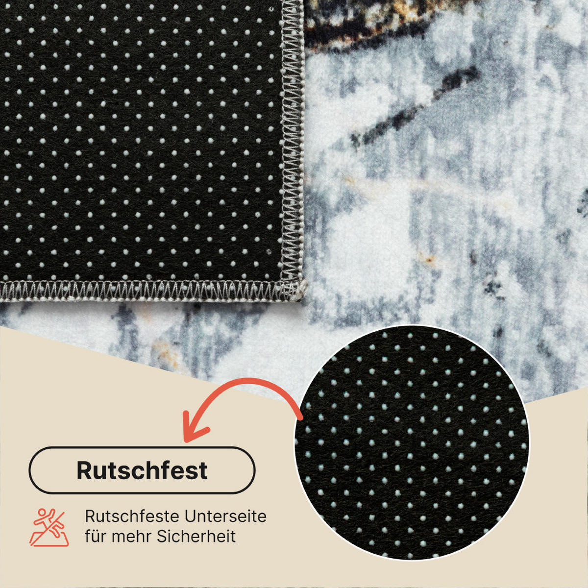 TEPPICH VENEZIA Grau Marmor 160/230 cm - Grau, Textil (160/230cm) - Tapiso