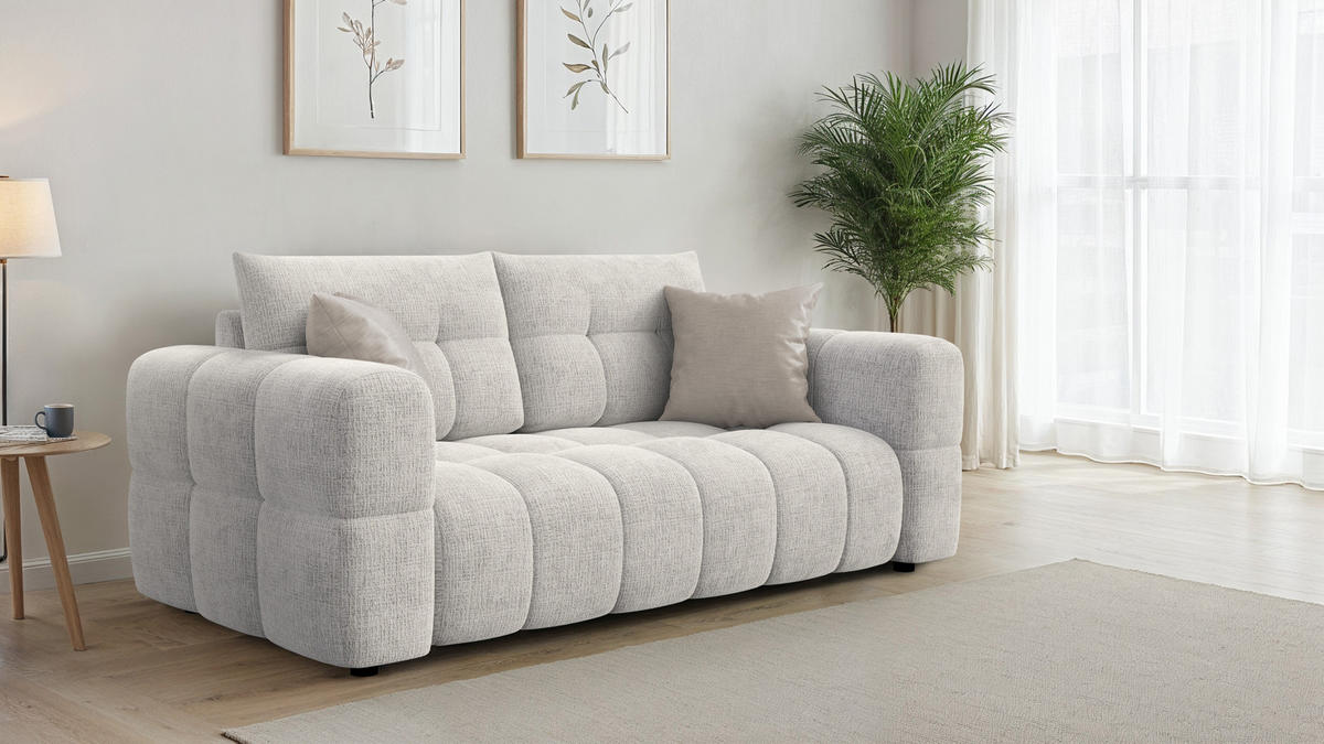 SOFA CLOUDI 2,5-Sitzer, creme - Creme/Schwarz, Holz/Textil (211/89/104cm) - Courtois Laville