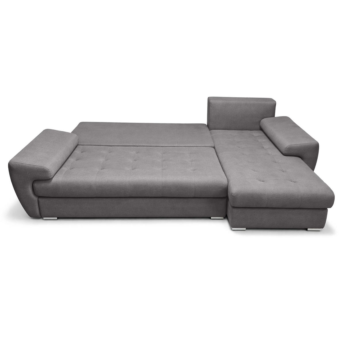 ECKSOFA L Form Manisa Grau 234/145/83 cm Rechts mit Schlaffunktion - Silberfarben/Grau, Kunststoff/Textil (234/145cm) - AX Living