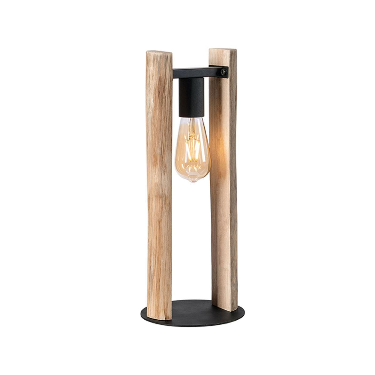 TISCHLEUCHTE Woody Braun 18/18/46 cm - Braun, Holz (18/18/46cm) - LABEL51