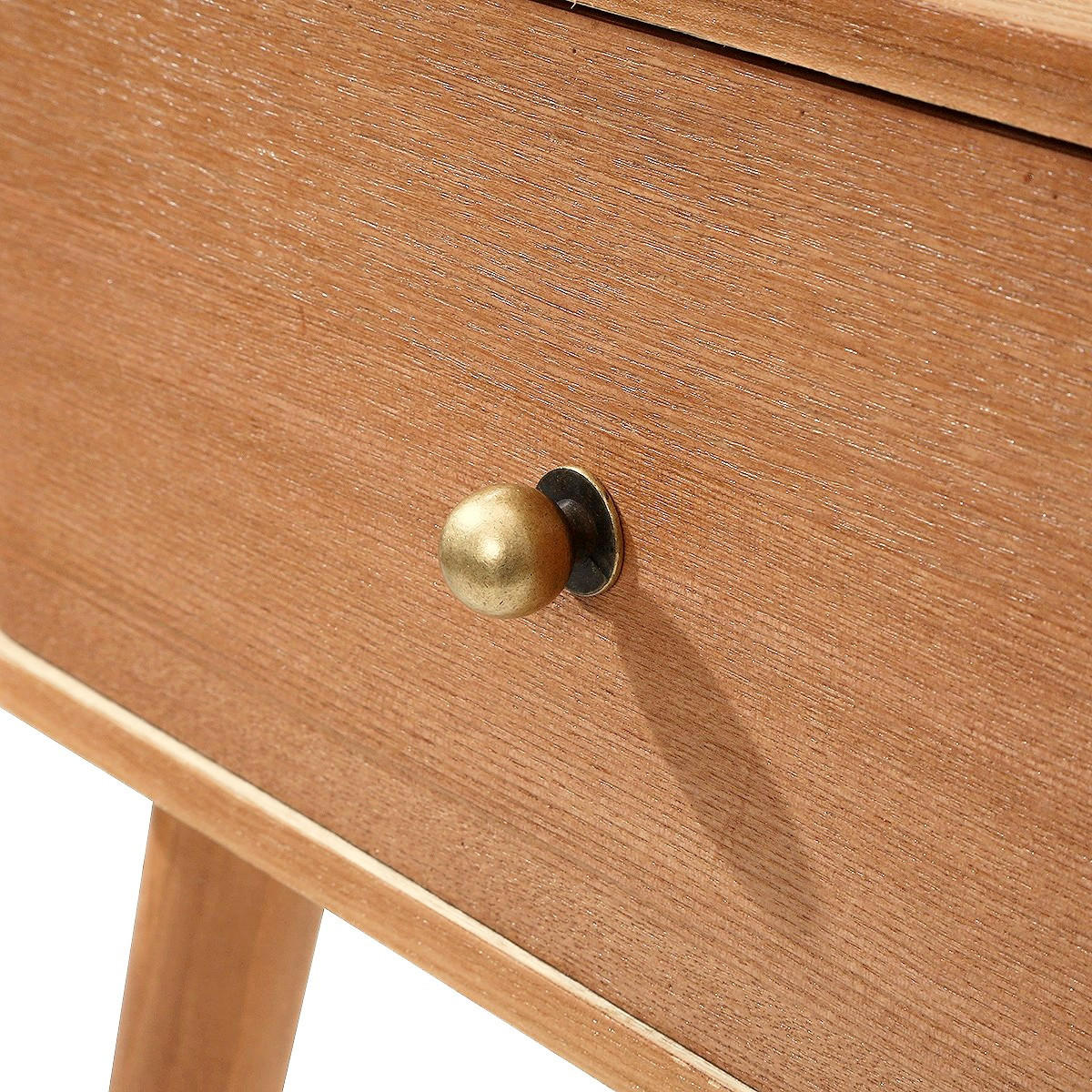 NACHTTISCH 1 Schublade mit abgerundeten Fronten B42 cm - KARL - Eschefarben, Holzwerkstoff (35/58/43.5cm) - Calicosy