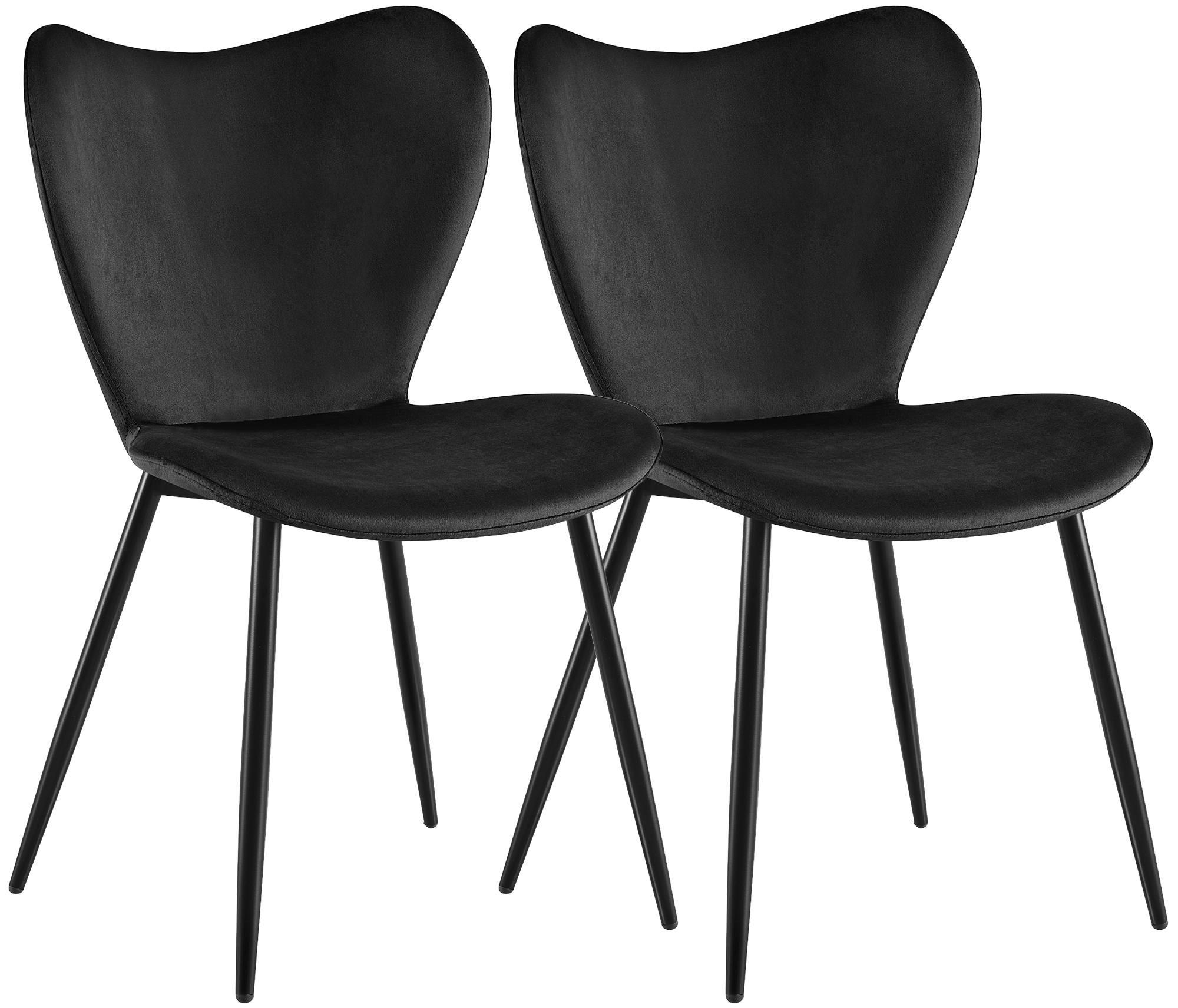 ESSZIMMERSTUHL 2 Samt Schwarz - Schwarz, Textil/Metall (50/80/58cm) - CLP