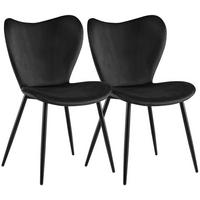 ESSZIMMERSTUHL 2 Samt Schwarz - Schwarz, Textil/Metall (50/80/58cm) - CLP