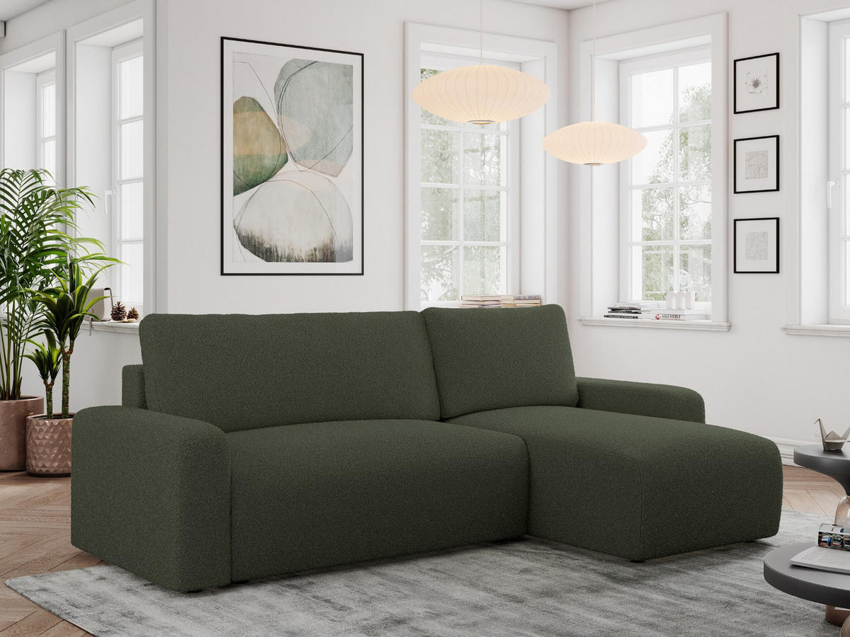 ECKSOFA ARGOS Grün Boucle - Schwarz/Grün, Kunststoff/Textil (245/150cm) - MKS