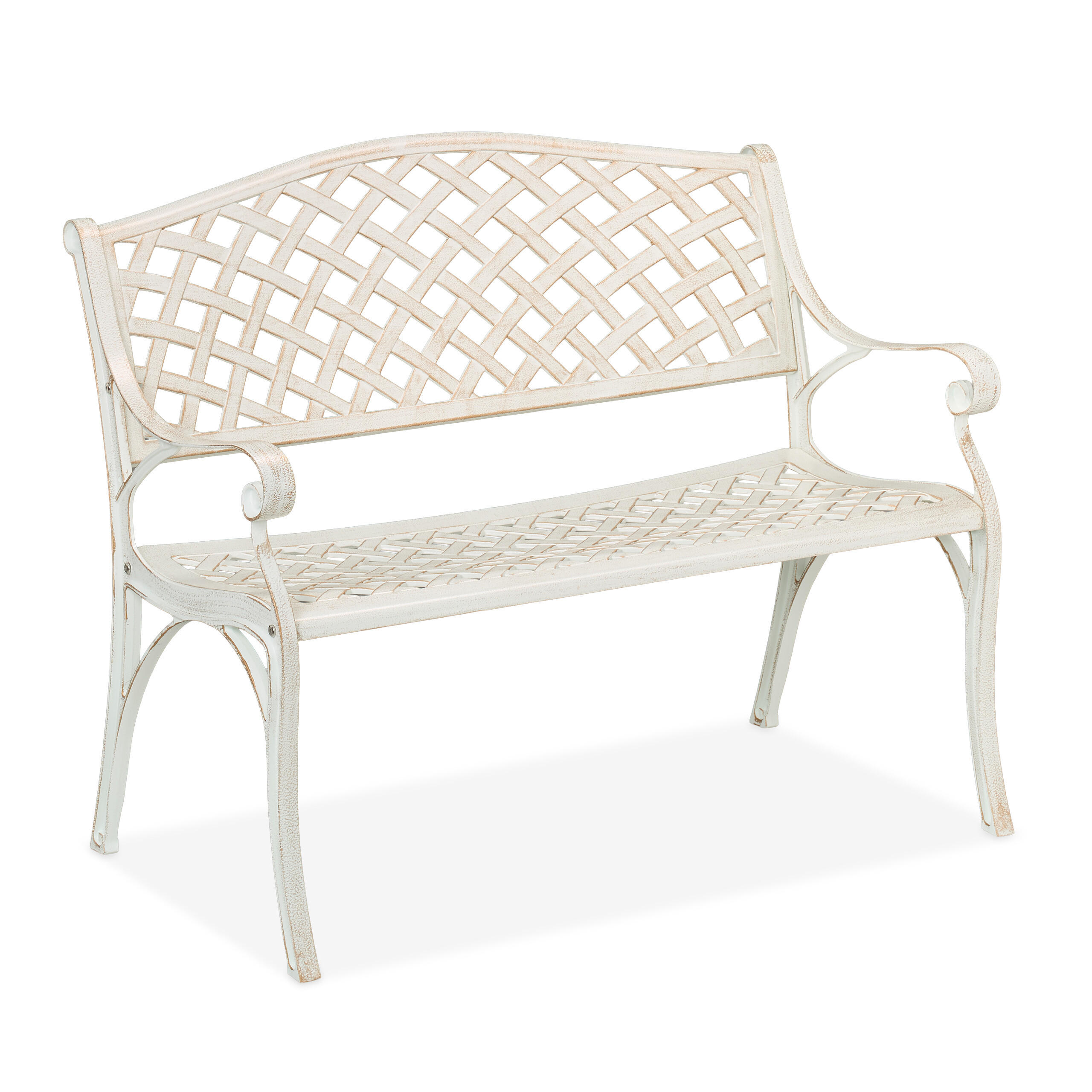 GARTENBANK - Weiß, Metall (103/83/64cm) - Relaxdays