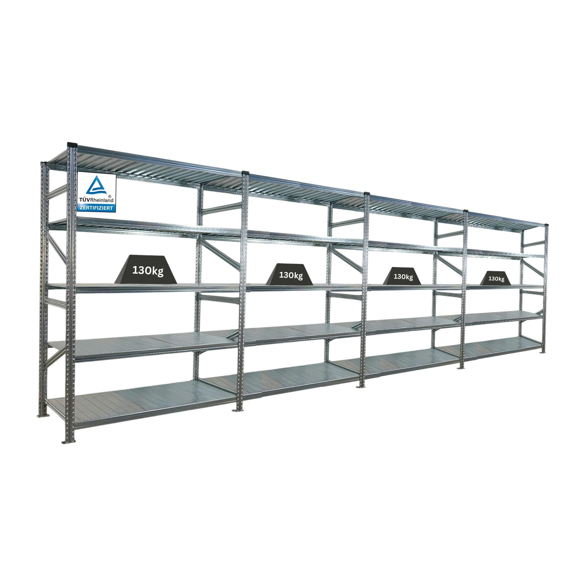Proregal Fachbodenregal Silber 600x200x70 cm