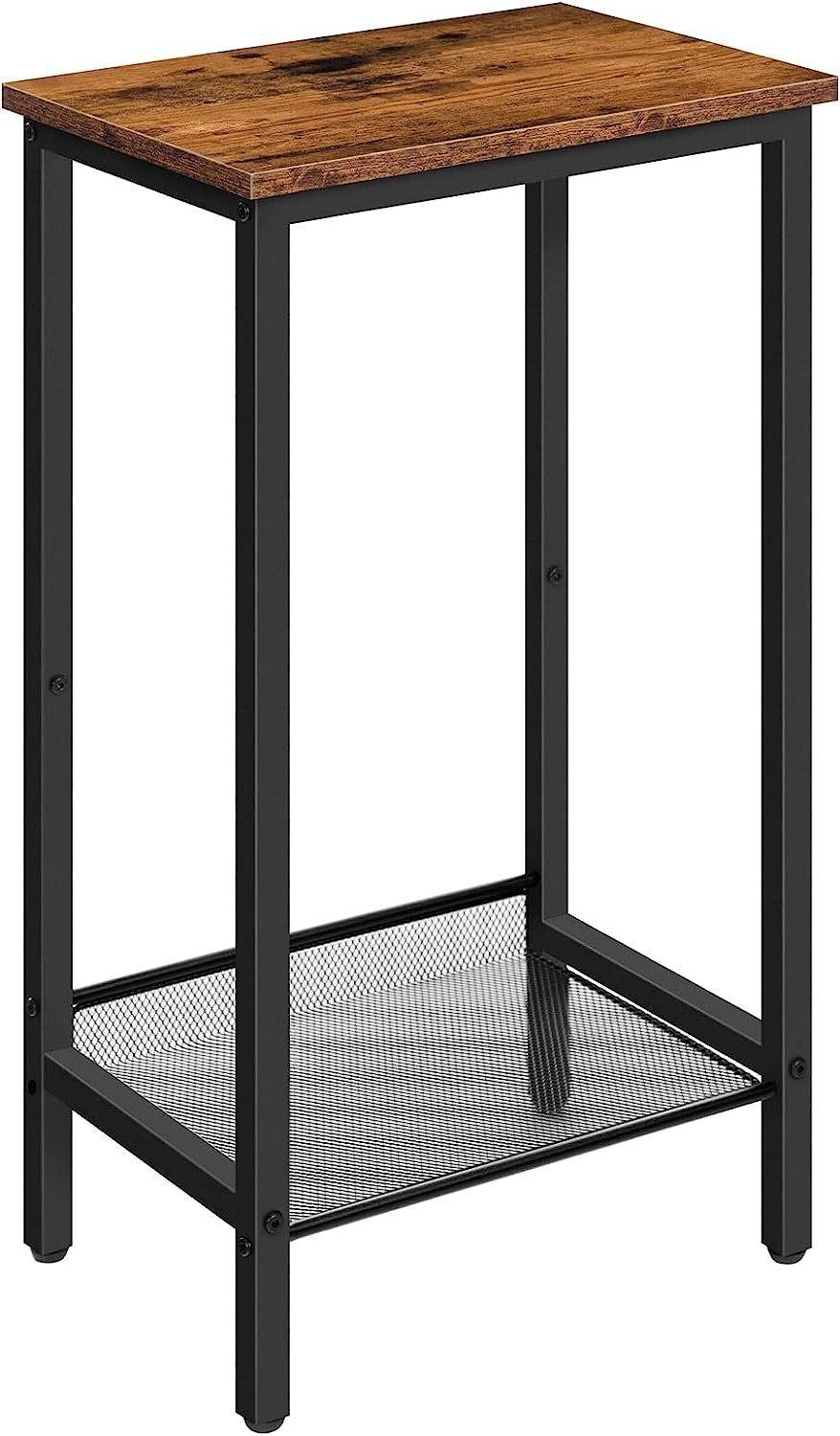 BEISTELLTISCH Braun Hoch mit Verstellbarer Netzablage - Dunkelbraun, Metall (38/28/74cm) - Hoobro