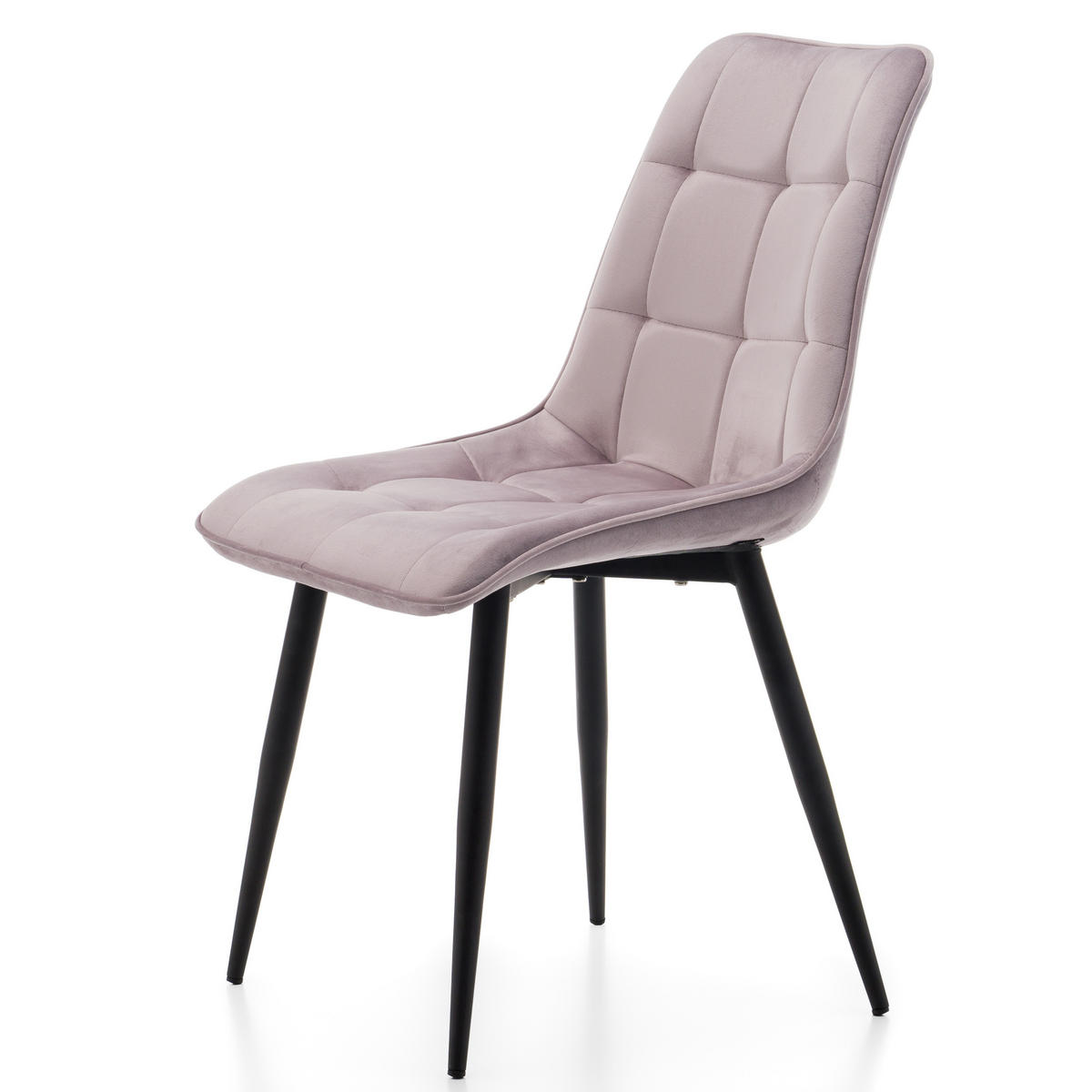 STUHL CHIC gespolsterter mit Steppung - rosa - Samt Velours - Schwarz/Rosa, Metall (50/88/47cm) - NEW HOME