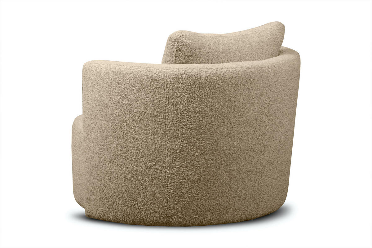DREHSESSEL-SET RAGGI inkl. Sitzhocker, Boucle, Beige - Beige, Textil (92/75/80cm) - KONSIMO®