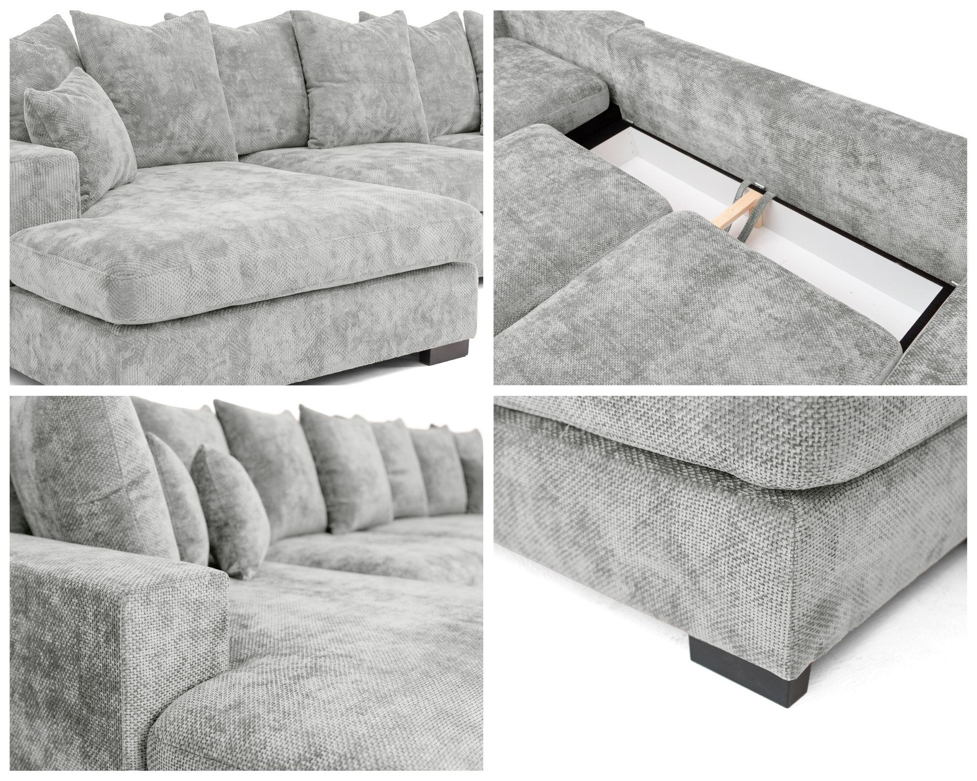 WFL Group Wohnlandschaft Hellgrau 373x92x155 cm