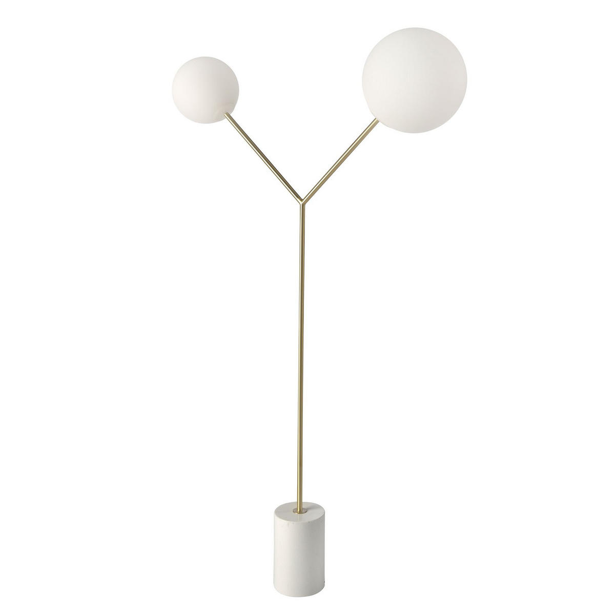 STEHLEUCHTE aus weißem Marmor, vergoldetem Stahl und weißem Glas - Messingfarben/Weiß, Stein/Metall (35/111/192cm) - ANGEL CERDA