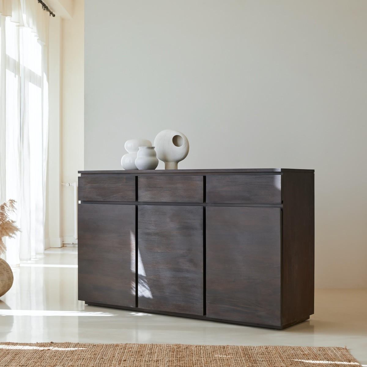 SIDEBOARD Eva Braun aus Mahagoni - Braun, Holz (150/90/45cm) - Tikamoon