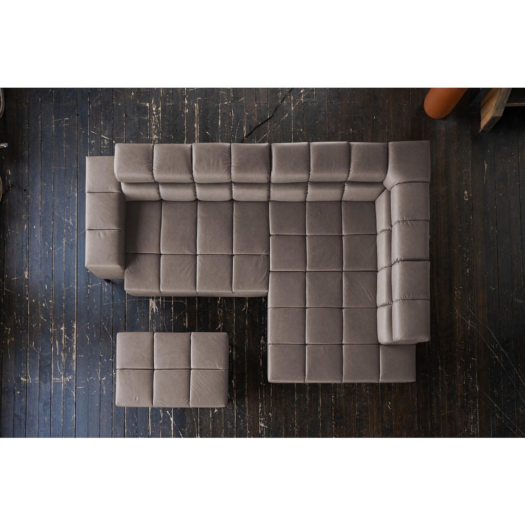 Thumbnail - Kawola Ecksofa, Dunkelbraun, Leder, Echtholz, 4-Sitzer, Füllung: Komfortschaum, Ottomane rechts, L-Form, 321x216 cm, Woh...