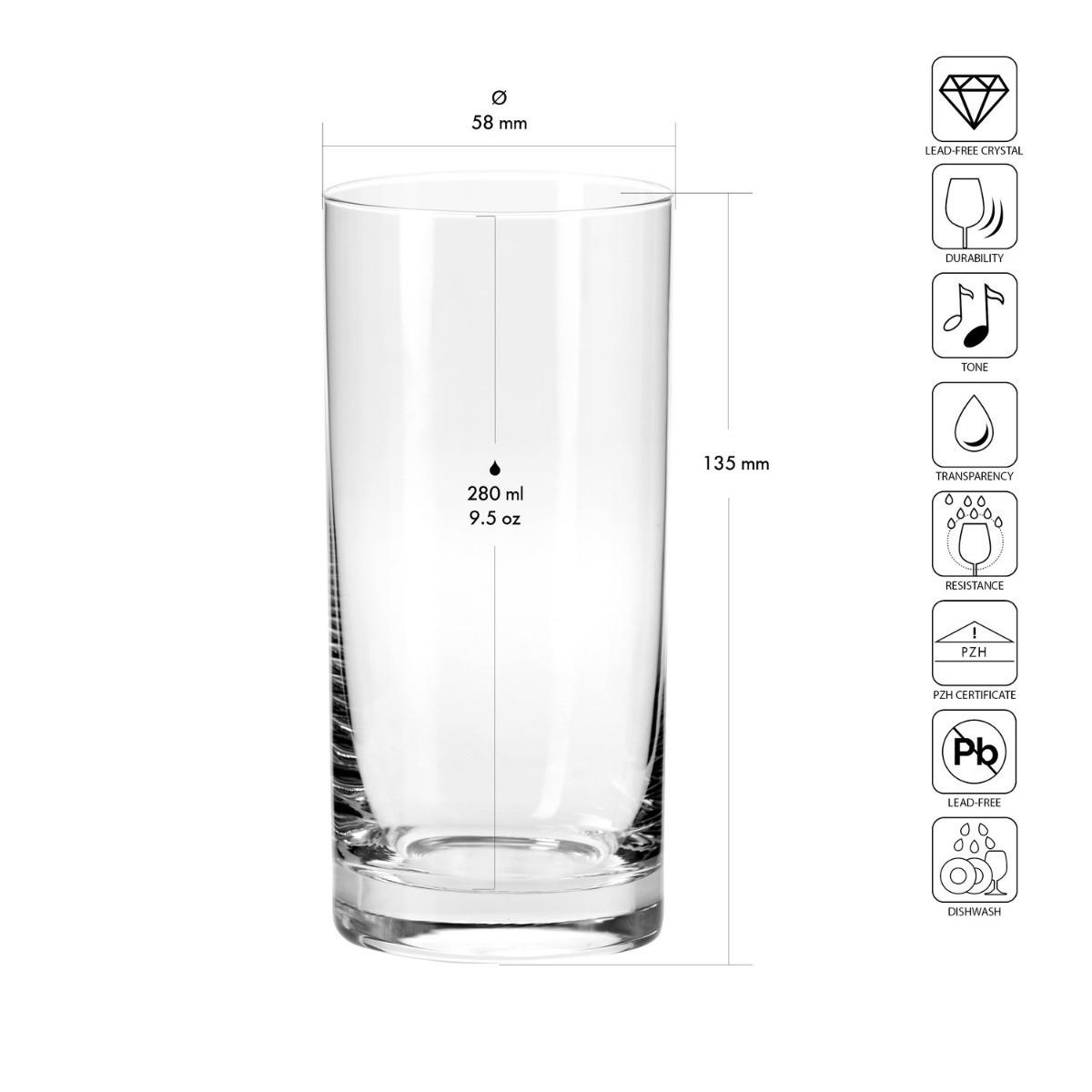LONGDRINKGLÄSER XNO, 6er-Set, 280 ml - Transparent, Glas (0.28L) - Krosno Glass