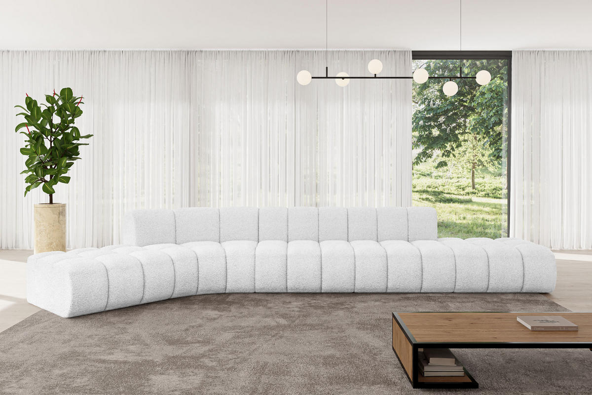 ECKSOFA modulares Sofa Solven-L2 - 471x174x70 cm Weiß - Weiß, Holzwerkstoff/Textil (471/174cm) - ALTDECOR