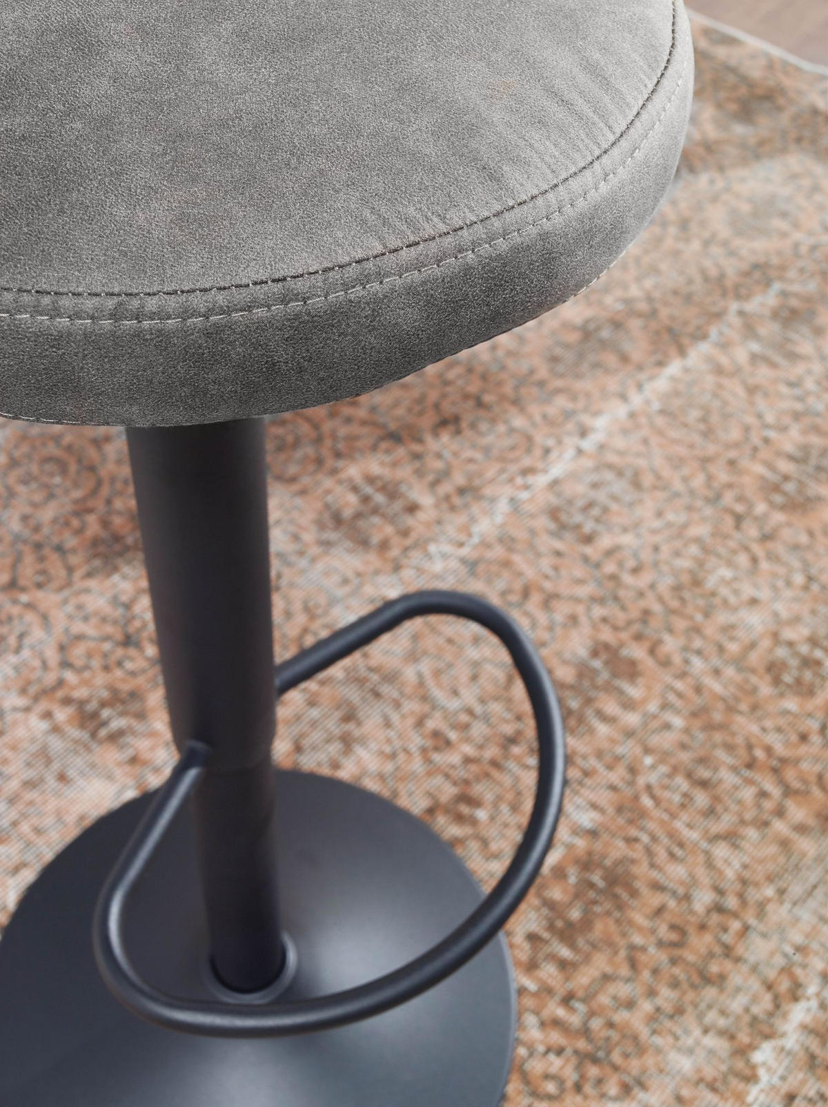BARHOCKER Höhenverstellbar Eisen Samt Drehbar CAMPANIA, Grau 40x40x79 cm - Schwarz/Grau, Textil/Metall (40/79/40cm) - KADIMA DESIGN