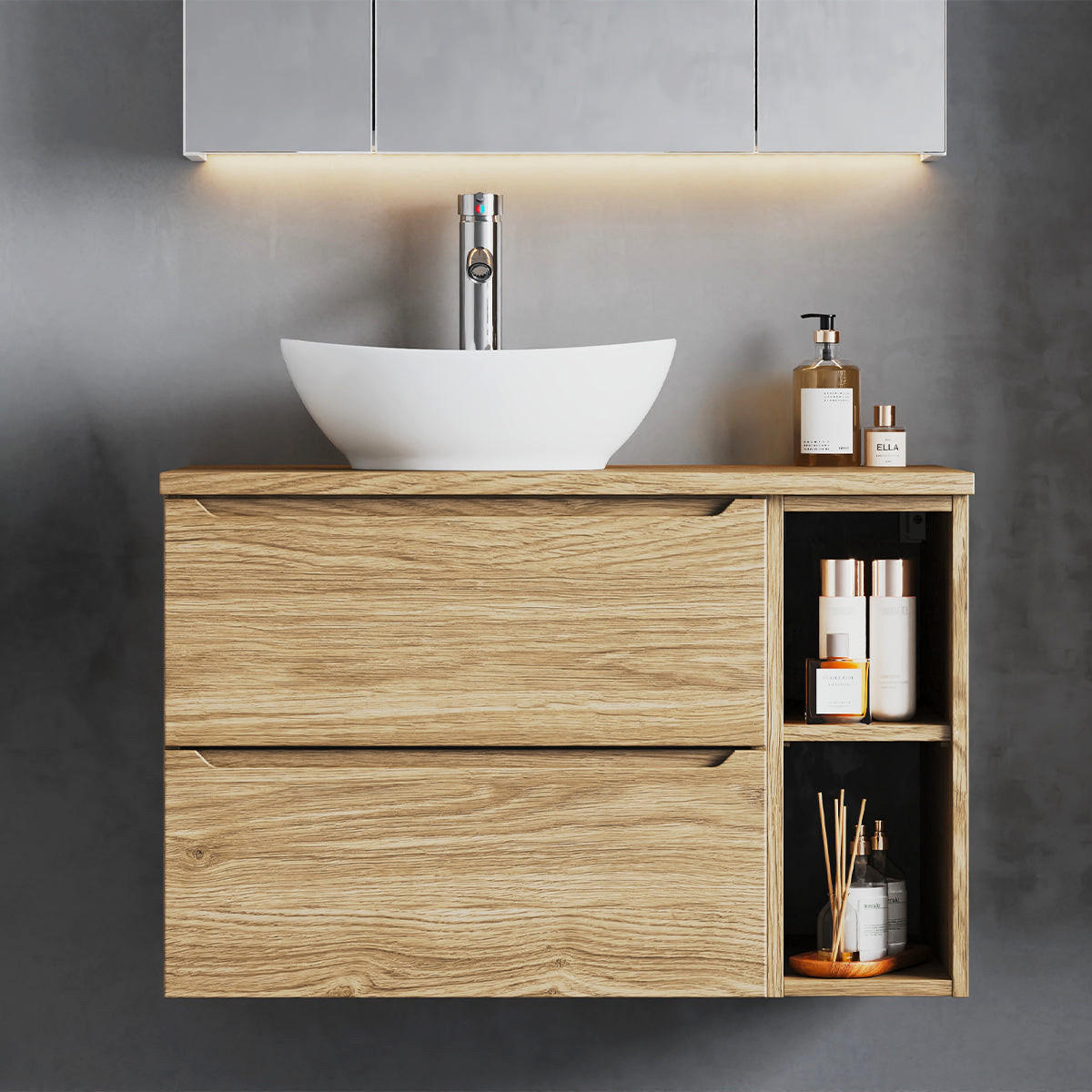 SKŘÍŇKA POD UMYVADLO 80.6cm Viggo Dřevo - hnědá, kompozitní dřevo (80.6/52.2/46.5cm) - Petits-meubles