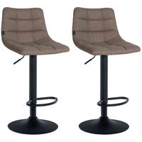 BARHOCKER 2er Set Stoff taupe - Taupe/Schwarz, Textil/Metall (43/87/46.5cm) - CLP