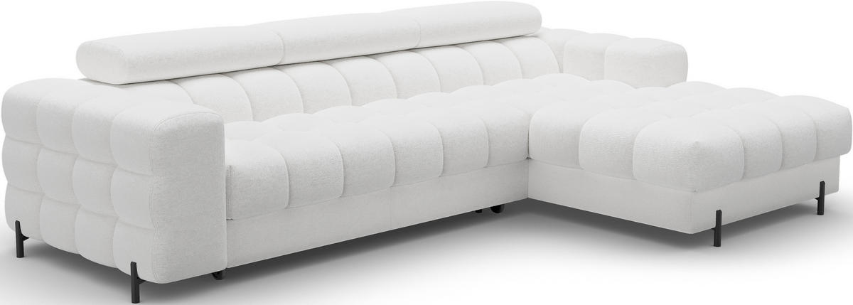 ECKSOFA FELRO mit Schlaffunktion, Bettkasten & verstellbaren Kopfstützen – Modernes Premium-Ecksofa in L-Form - Weiß, Kunststoff (181/285cm) - Wohnideebilder