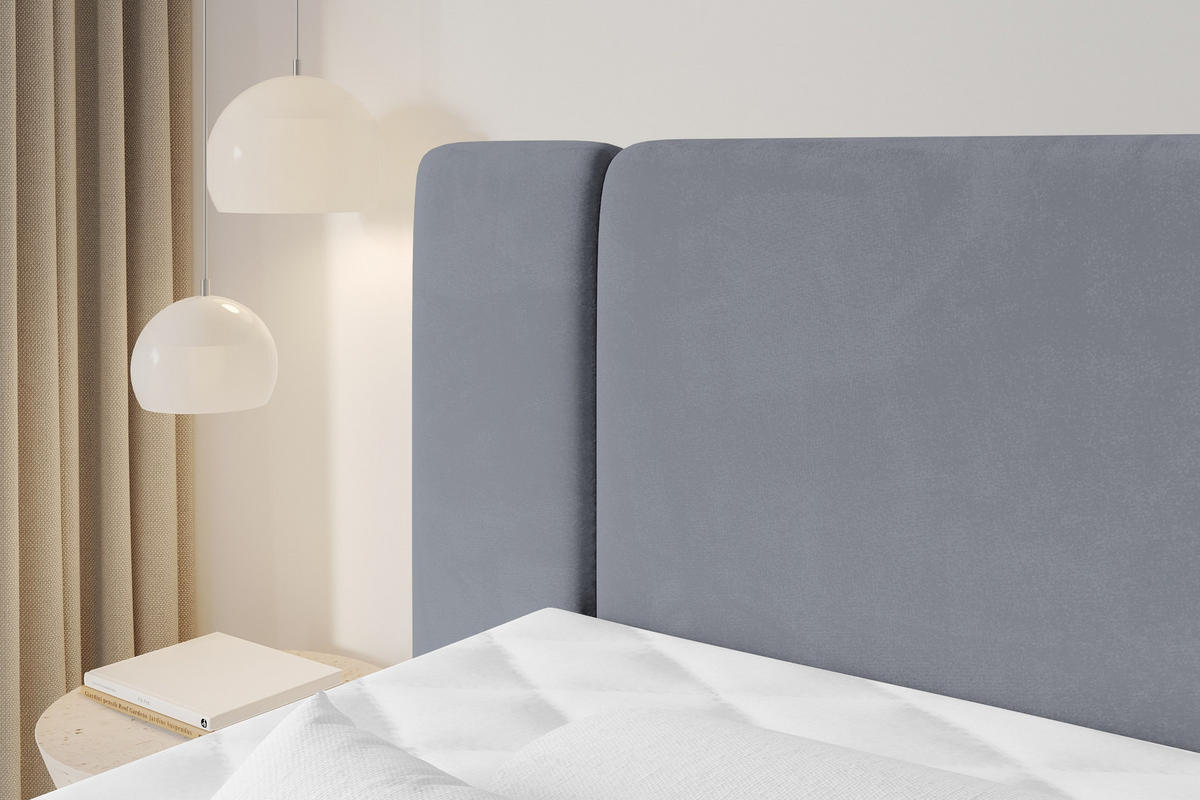 BOXSPRINGBETT mit Matratze H3/H4 - EVON KING - 140x200 cm Grau - Grau, Holzwerkstoff (140/200cm) - ALTDECOR