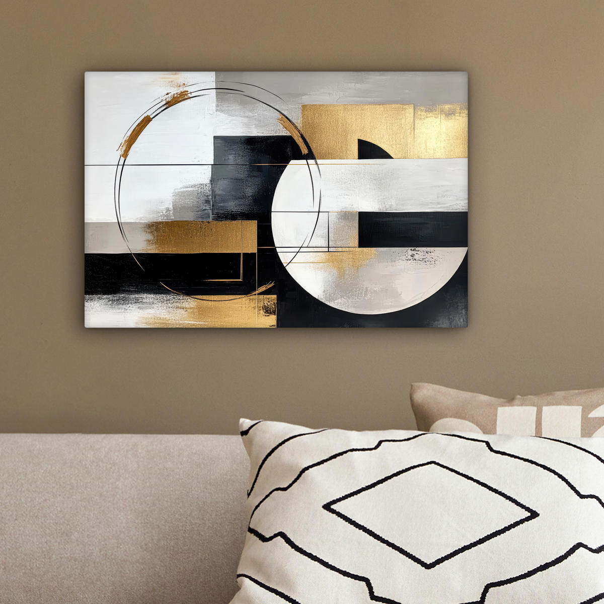 LEINWANDBILD - Abstrakt - Gold - Silber - Formen - Ästhetik - 30x20 - Deko XXL - Multicolor, Textil (30/20cm) - MuchoWow