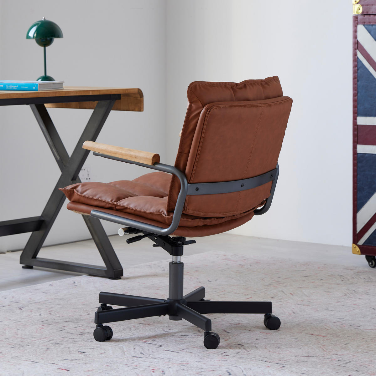 BÜROSTUHL in Braun 46x65x72 cm, höhenverstellbar und um 360° drehbar - Braun, Leder (65/72/46cm) - IVMEU
