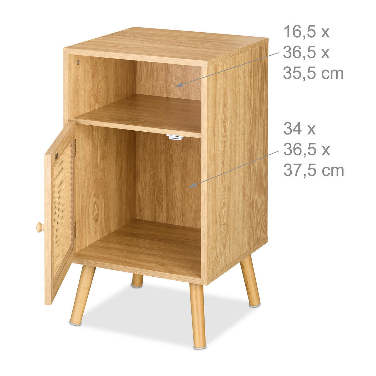 NACHTTISCH - Hellbraun, Holz/Holzwerkstoff (40/72/39cm) - Relaxdays