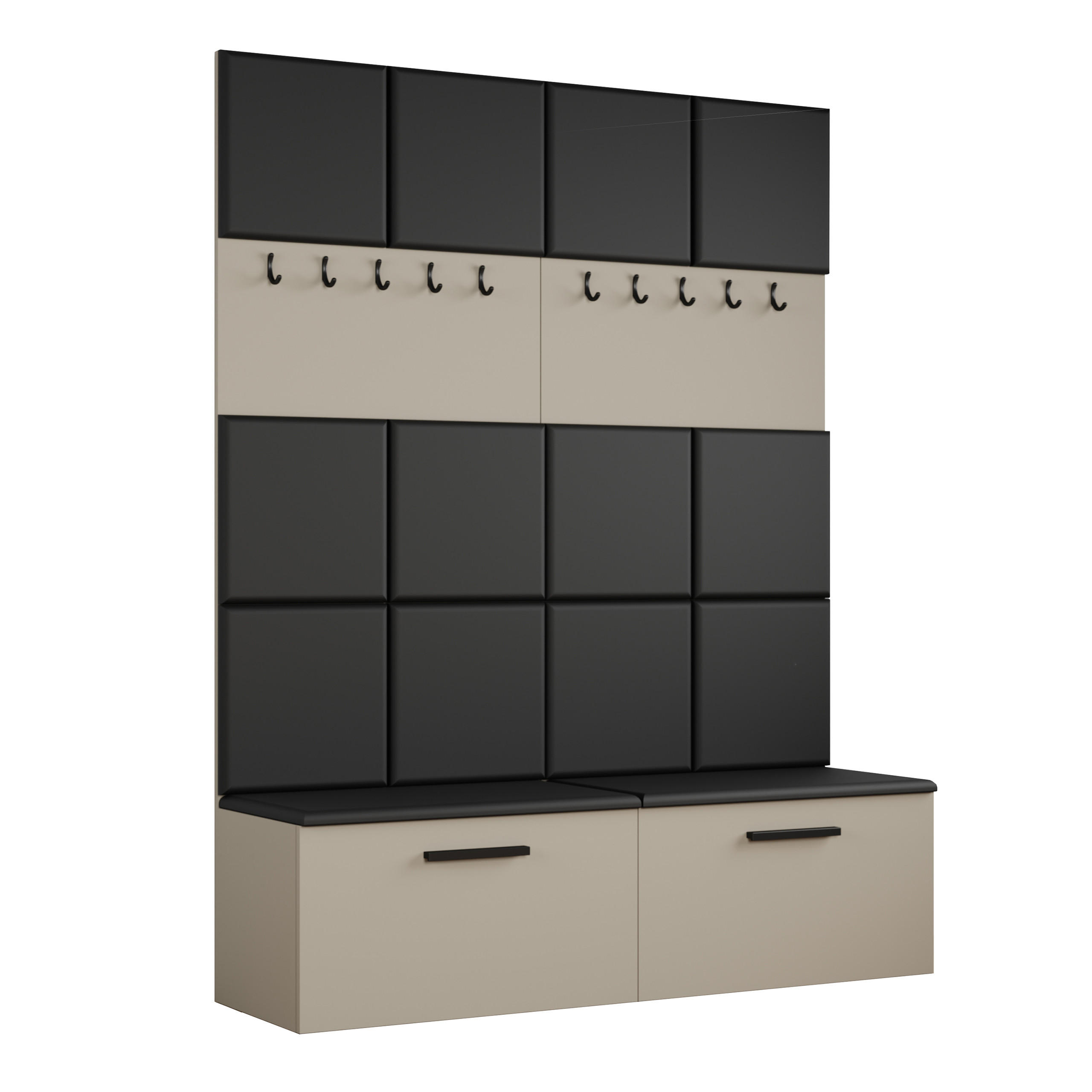 GARDEROBENSCHRANK MODULO 161,2/204/40 cm Modern Garderobe-Set Kaschmir - Kaschmir/Schwarz, Holzwerkstoff (161.2/204/40cm) - MASSENO