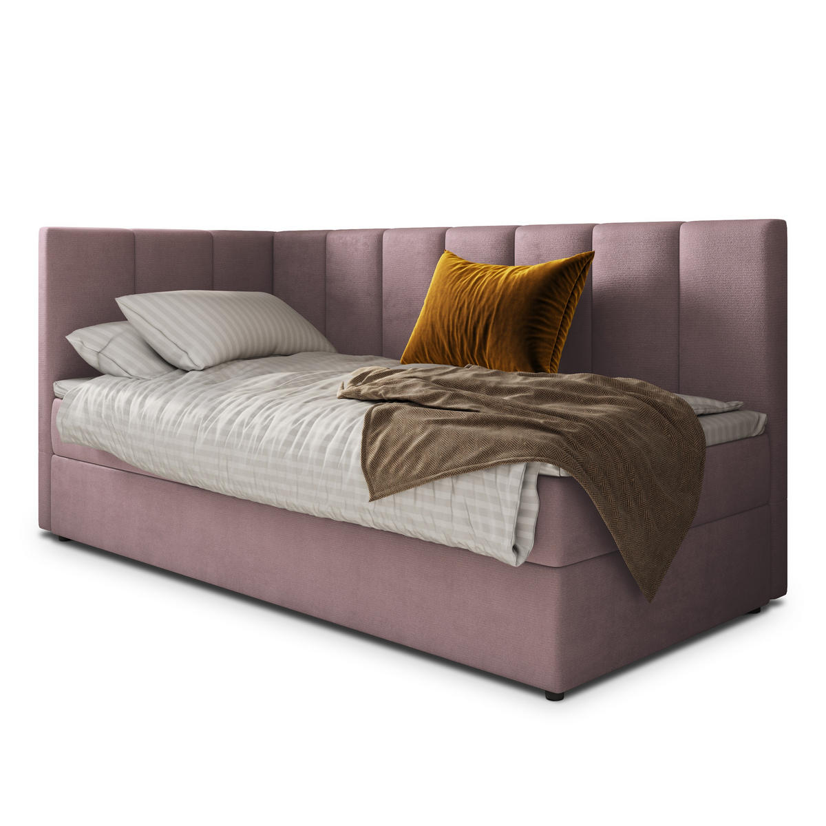 POSTEL BOXSPRING BEVE 80x200 cm, s matrací a úložným prostorem, starorůžová - starorůžová, kompozitní dřevo/textil (80/200cm) - MASSENO