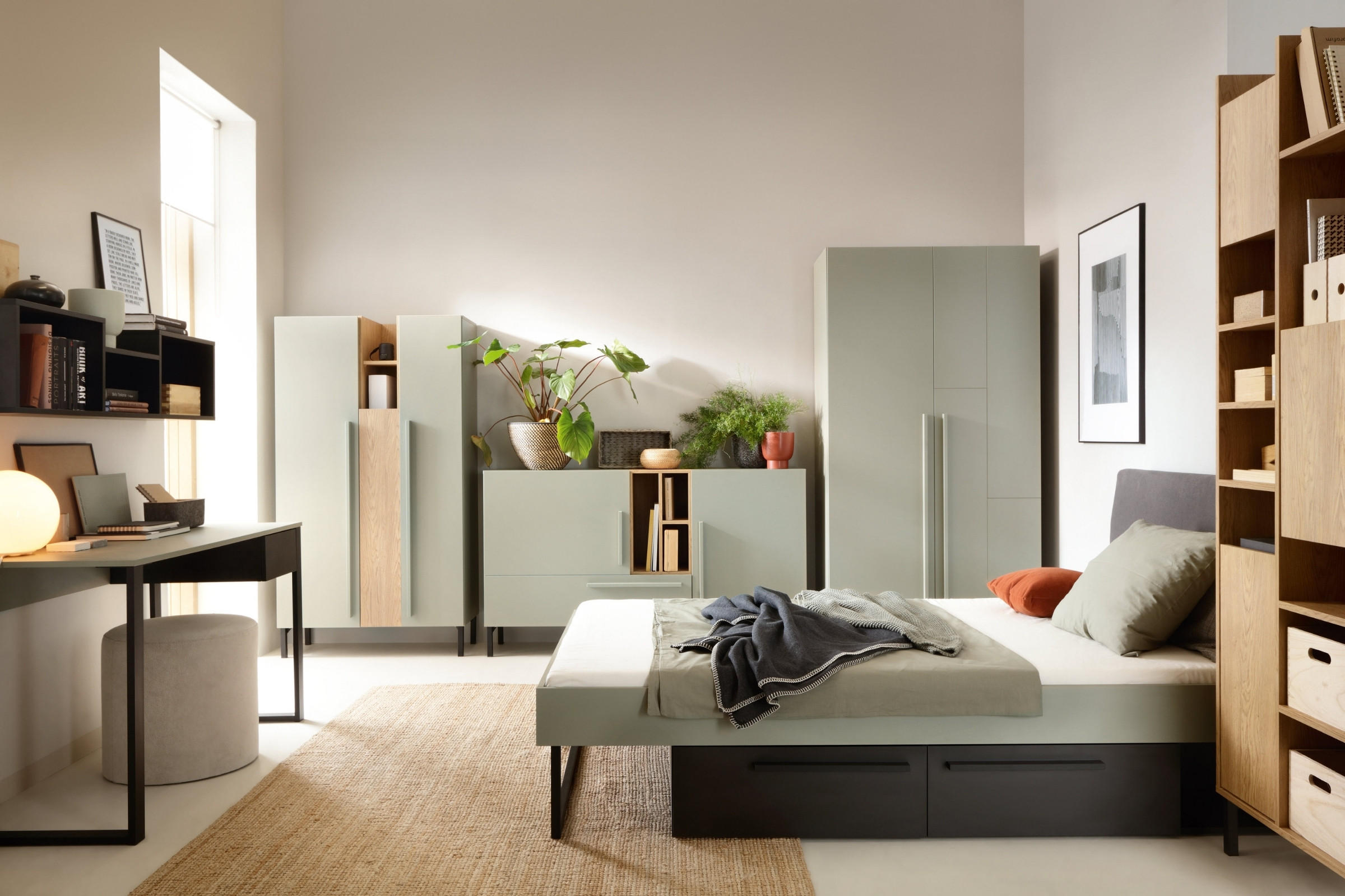 Thumbnail - Deine Möbel 24 Kinderkleiderschrank, Eukalyptusholz, Eiche, Schwarz, Holzwerkstoff, 100x195x50 cm, Kinder- & Jugendzimme...