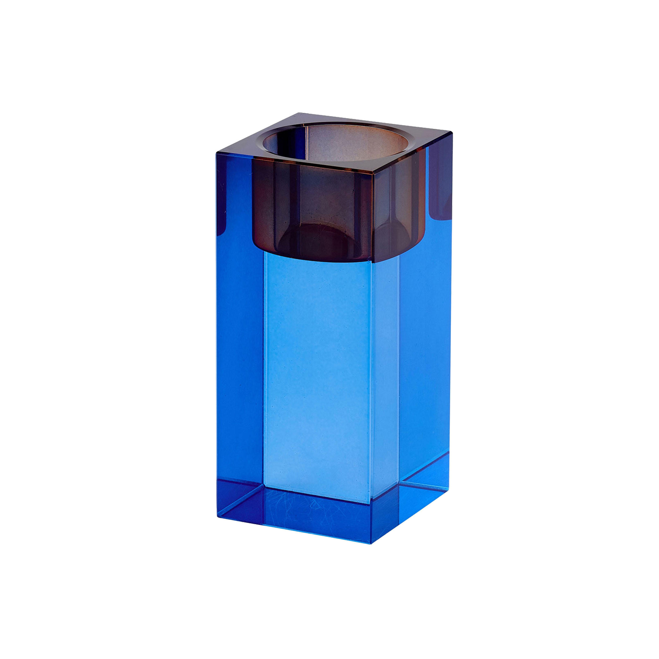 TEELICHTHALTER Sari M,, Kristallglas, Blau, Orange, 10.3 cm - Blau, Glas (14cm) - Gift Company