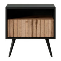 NACHTSCHRANK Bello Schwarz / Wotan-Eiche 47 cm - Schwarz, Holzwerkstoff/Metall (47/48/31.3cm) - Selsey