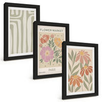 BILDER SET 3er Set - 20x30 cm Schwarzer Rahmen - Botanische Motive, Pariser Minimalismus - Schwarz, Kunststoff (20/30cm) - TULUP