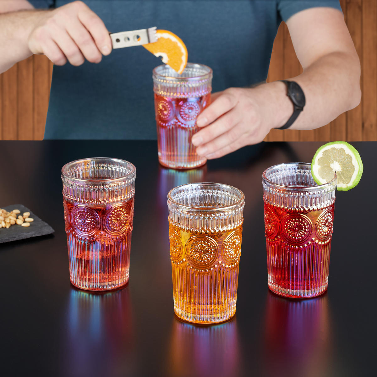 4XTRINKGLÄSER - Multicolor, Glas (0.36L) - Relaxdays